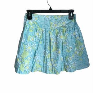 Vintage Girls Lilly Pulitzer Seahorse Skirt Sunflower Daisy 12 Green Blue